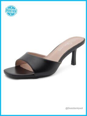 Kitten Heel Slide Sandals Open Toe Mule Heels for Prom Wedding Party